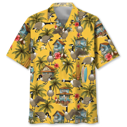 Funny Beach Goose Yellow Hawaiian Shirt