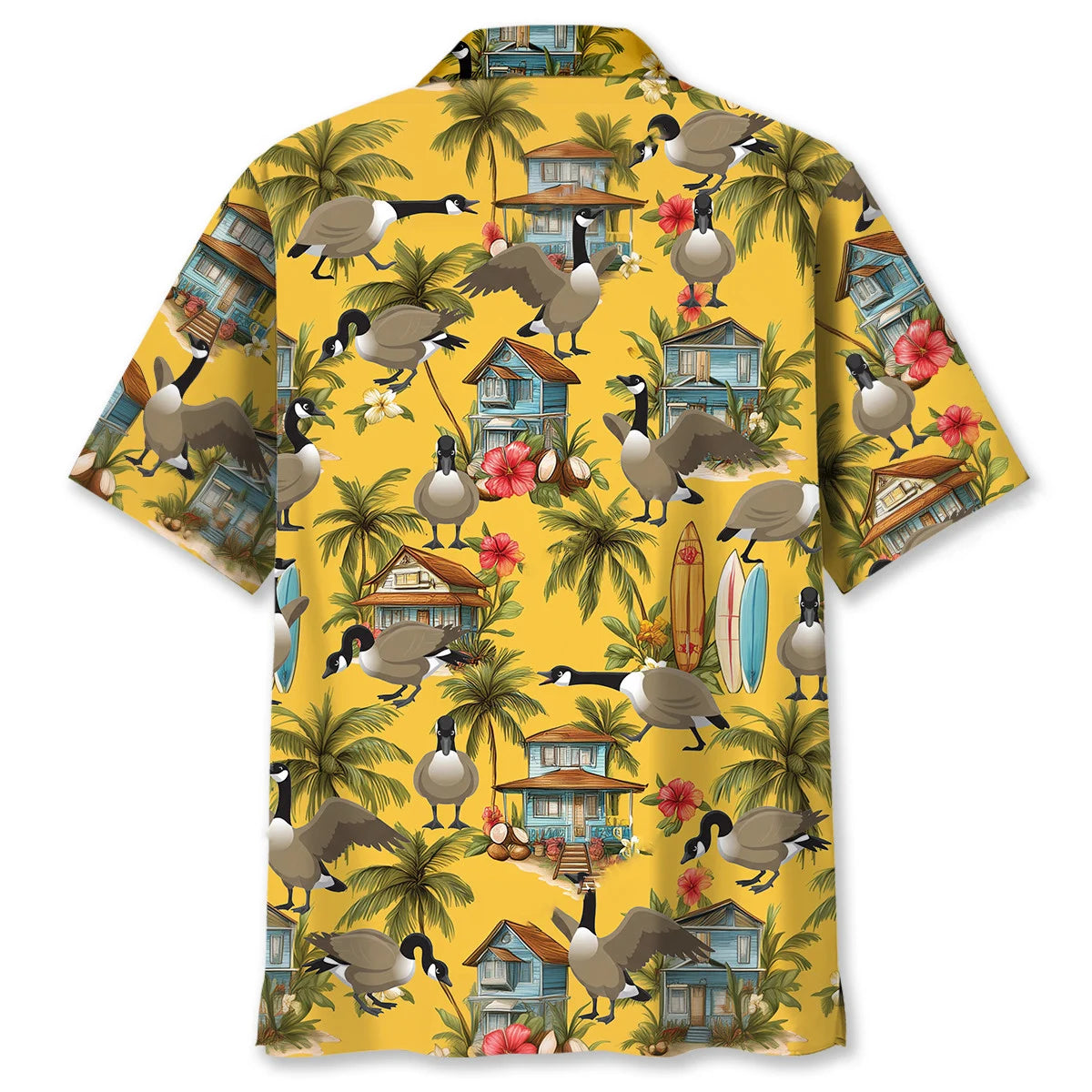 Funny Beach Goose Yellow Hawaiian Shirt