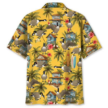 Funny Beach Goose Yellow Hawaiian Shirt
