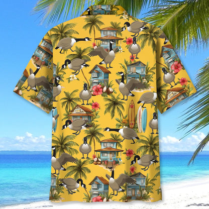 Funny Beach Goose Yellow Hawaiian Shirt
