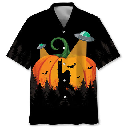 Funny Bigfoot Pumpkin Hawaiian Shirt