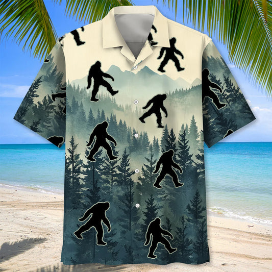 Funny Bigfoot Sasquatch in the Jungle Hawaiian Shirt - S - hawaiian shirt