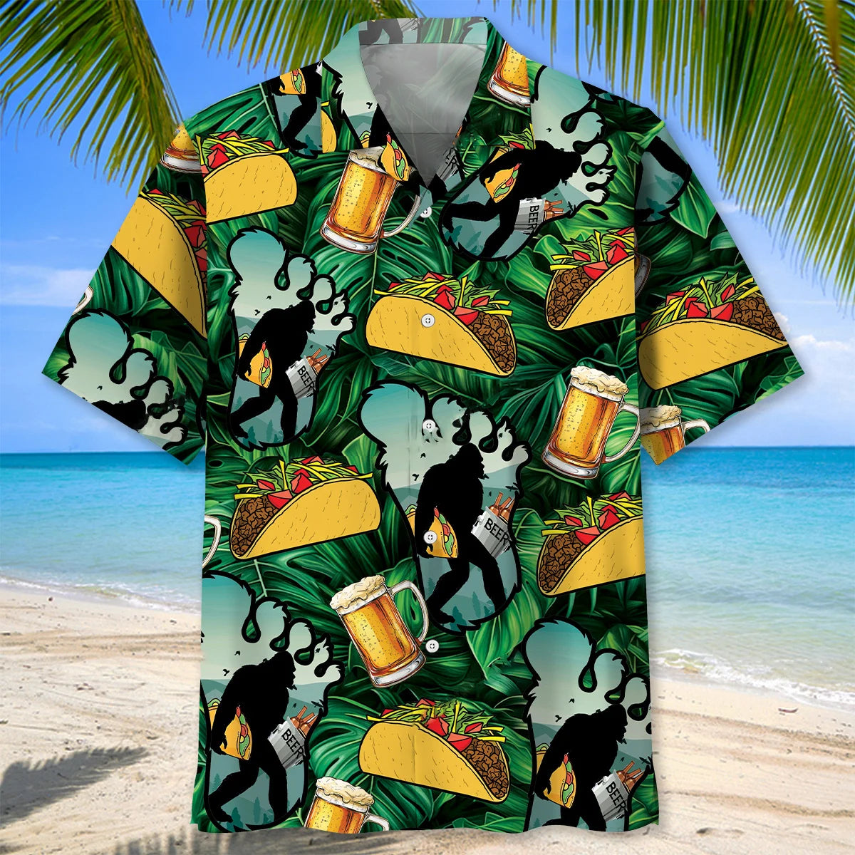 Funny Bigfoot Tacos and Beer Hawaiian Shirt