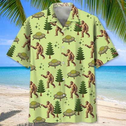 Funny Bigfoot Ufo Hawaiian Shirt