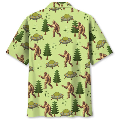 Funny Bigfoot Ufo Hawaiian Shirt