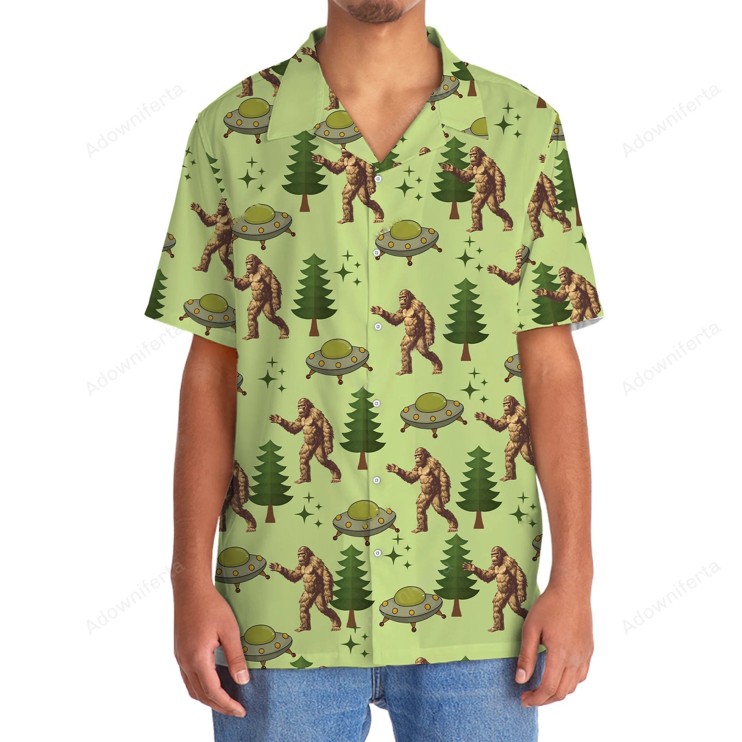Funny Bigfoot Ufo Hawaiian Shirt