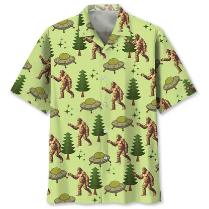 Funny Bigfoot Ufo Hawaiian Shirt