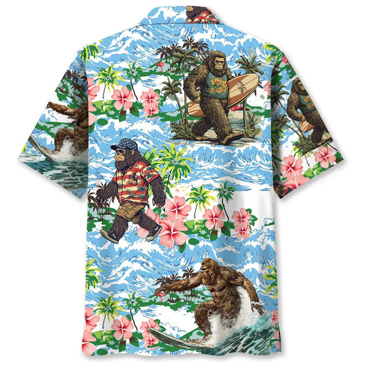 Funny Bigfoots Are on Summer Vacation Hawaiian Shirt - S - hawaiian shirt
