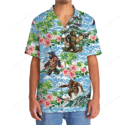 Funny Bigfoots Are on Summer Vacation Hawaiian Shirt