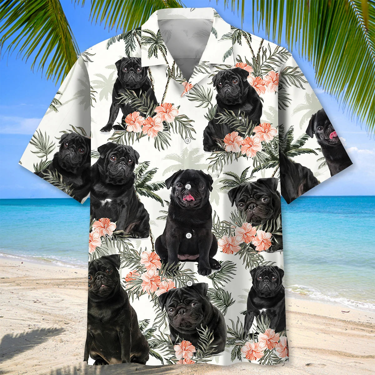Funny Black Pug Hawaiian Shirt