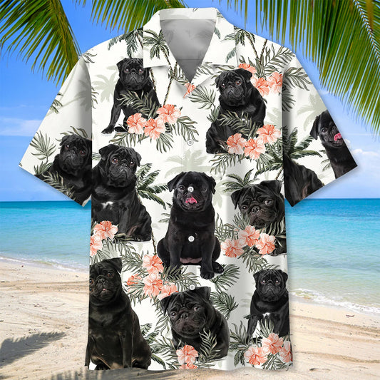 Funny Black Pug Hawaiian Shirt - S - hawaiian shirt