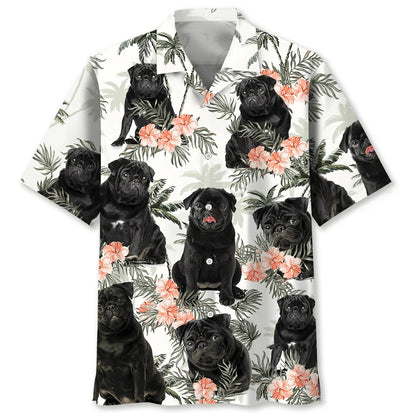 Funny Black Pug Hawaiian Shirt