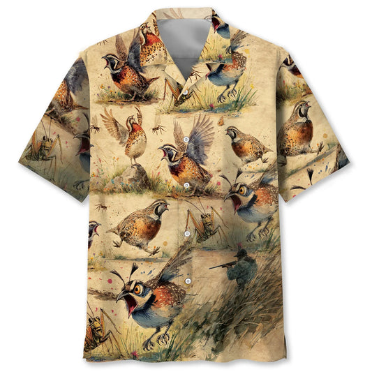 Funny Bobwhite Quail Hunting Hawaiian Shirt - S - hawaiian shirt