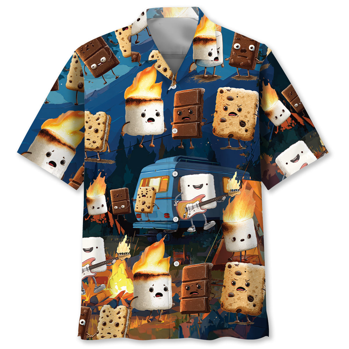 Funny Campsite Night Party Hawaiian Shirt - S - hawaiian shirt