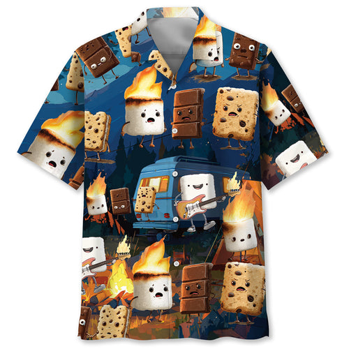 Funny Campsite Night Party Hawaiian Shirt - S - hawaiian shirt