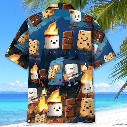 Funny Campsite Night Party Hawaiian Shirt - XL - hawaiian shirt