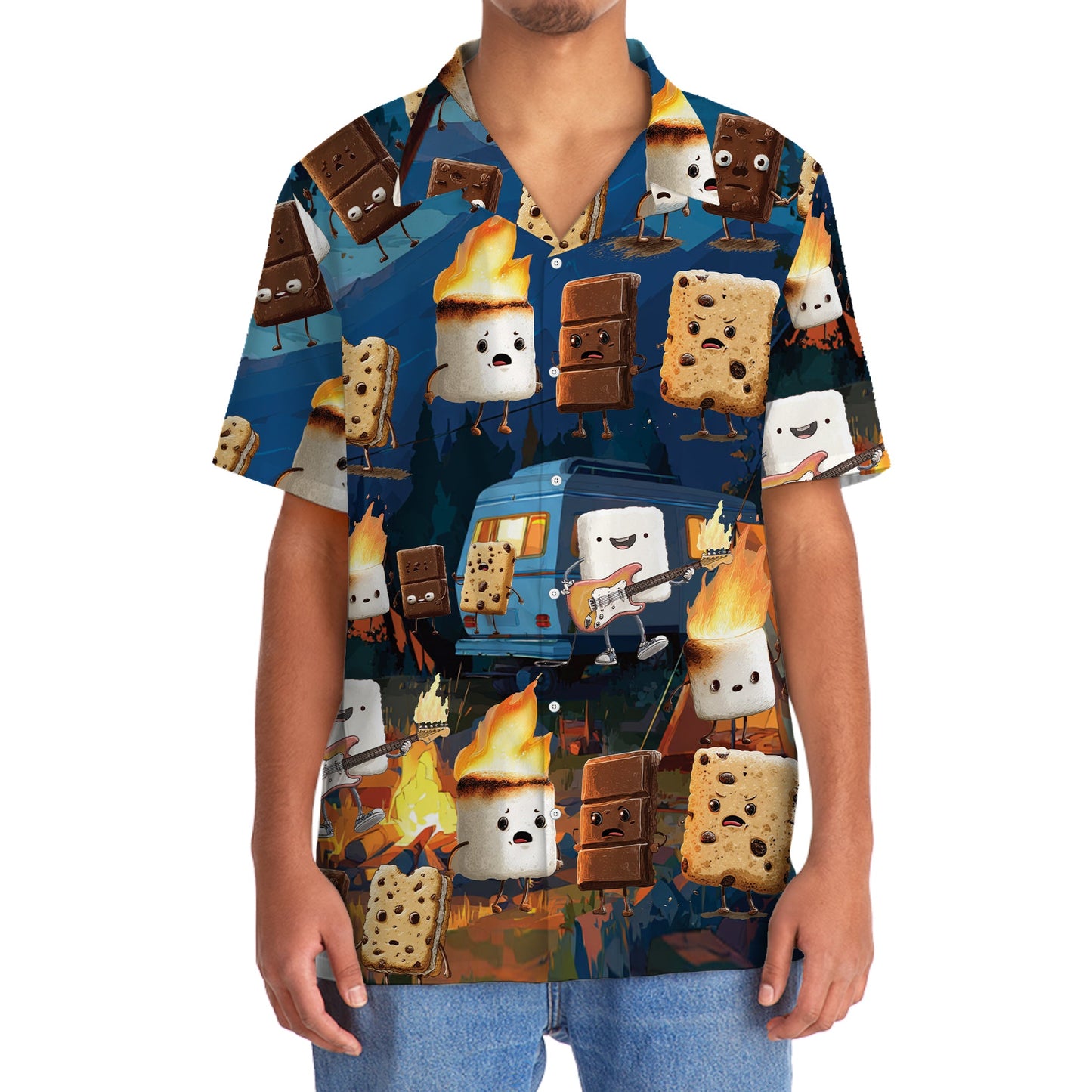 Funny Campsite Night Party Hawaiian Shirt - 2XL - hawaiian shirt