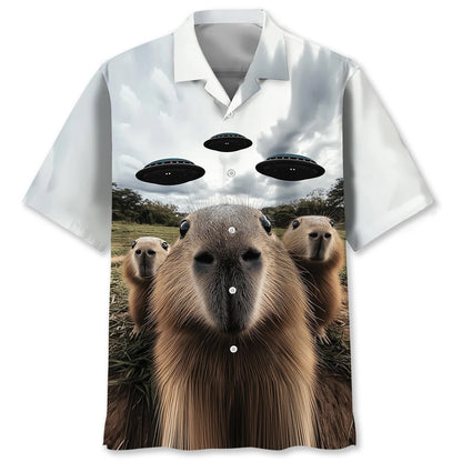 Funny Capybara Selfie with Ufos Weird