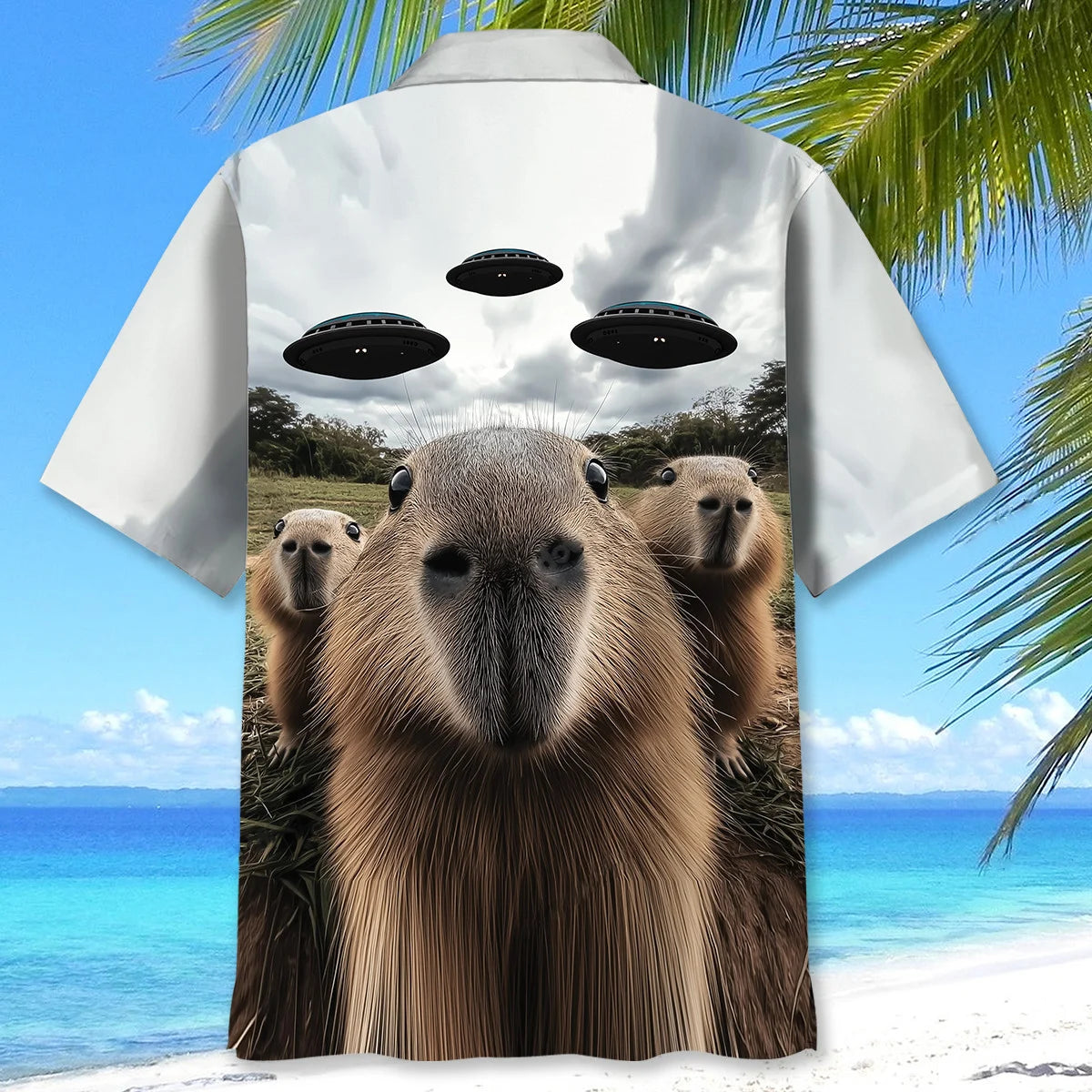 Funny Capybara Selfie with Ufos Weird