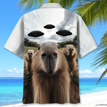 Funny Capybara Selfie with Ufos Weird
