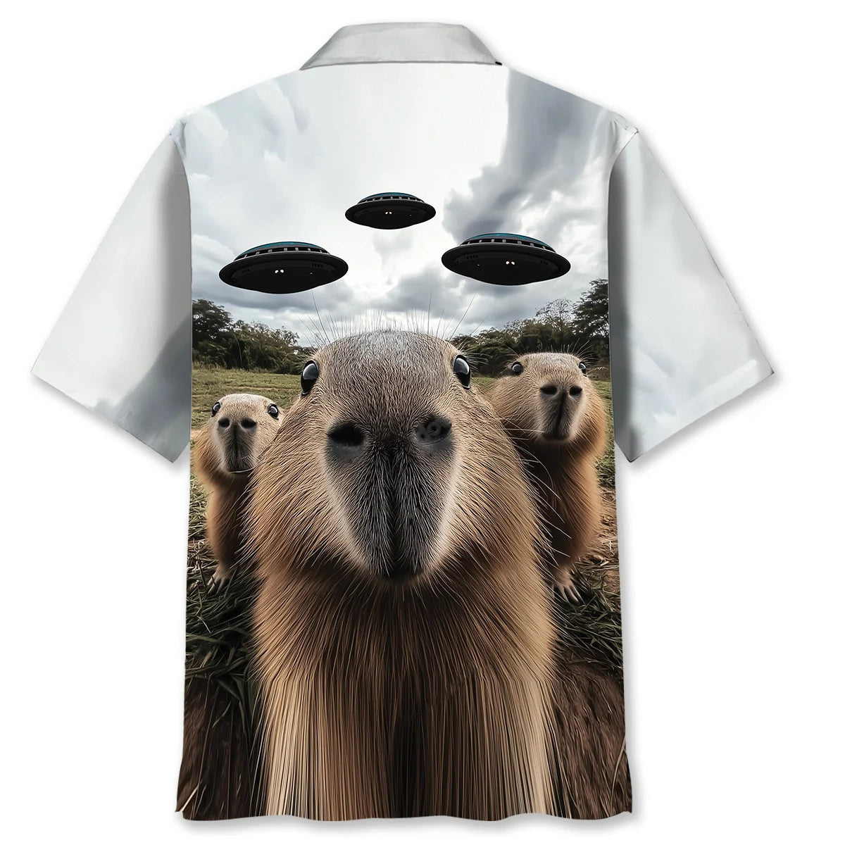 Funny Capybara Selfie with Ufos Weird