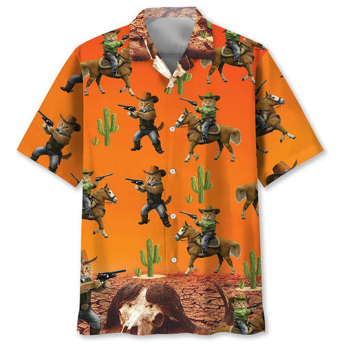 Funny Cat Cowboy Desert Hawaiian Shirt