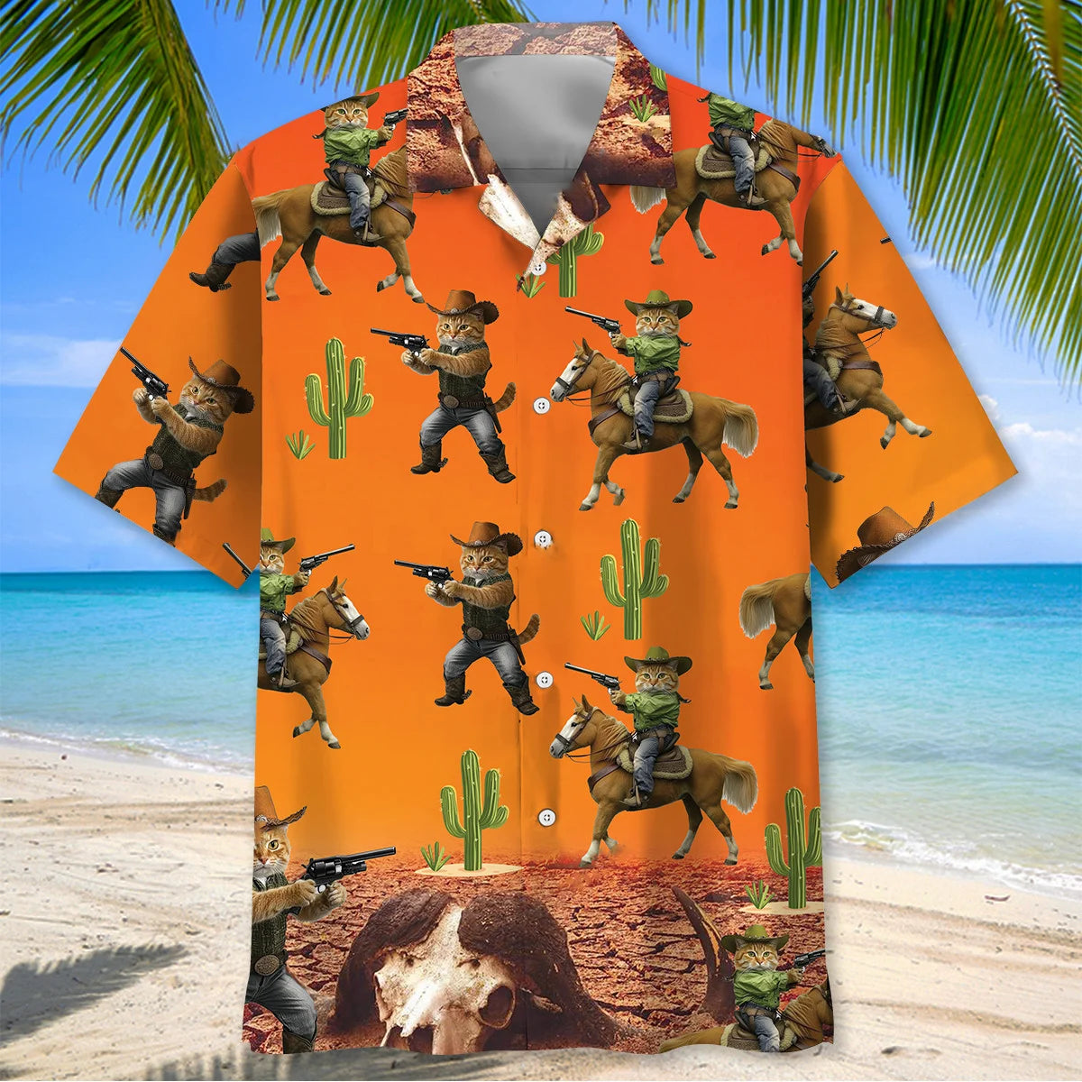 Funny Cat Cowboy Desert Hawaiian Shirt