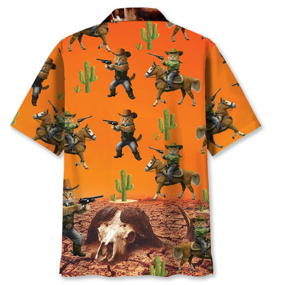 Funny Cat Cowboy Desert Hawaiian Shirt