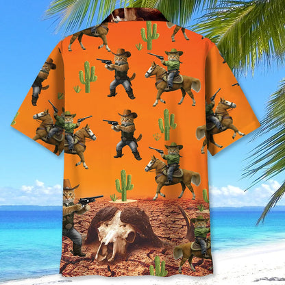 Funny Cat Cowboy Desert Hawaiian Shirt