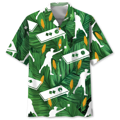 Funny Cornhole Corn Green Hawaiian Shirt