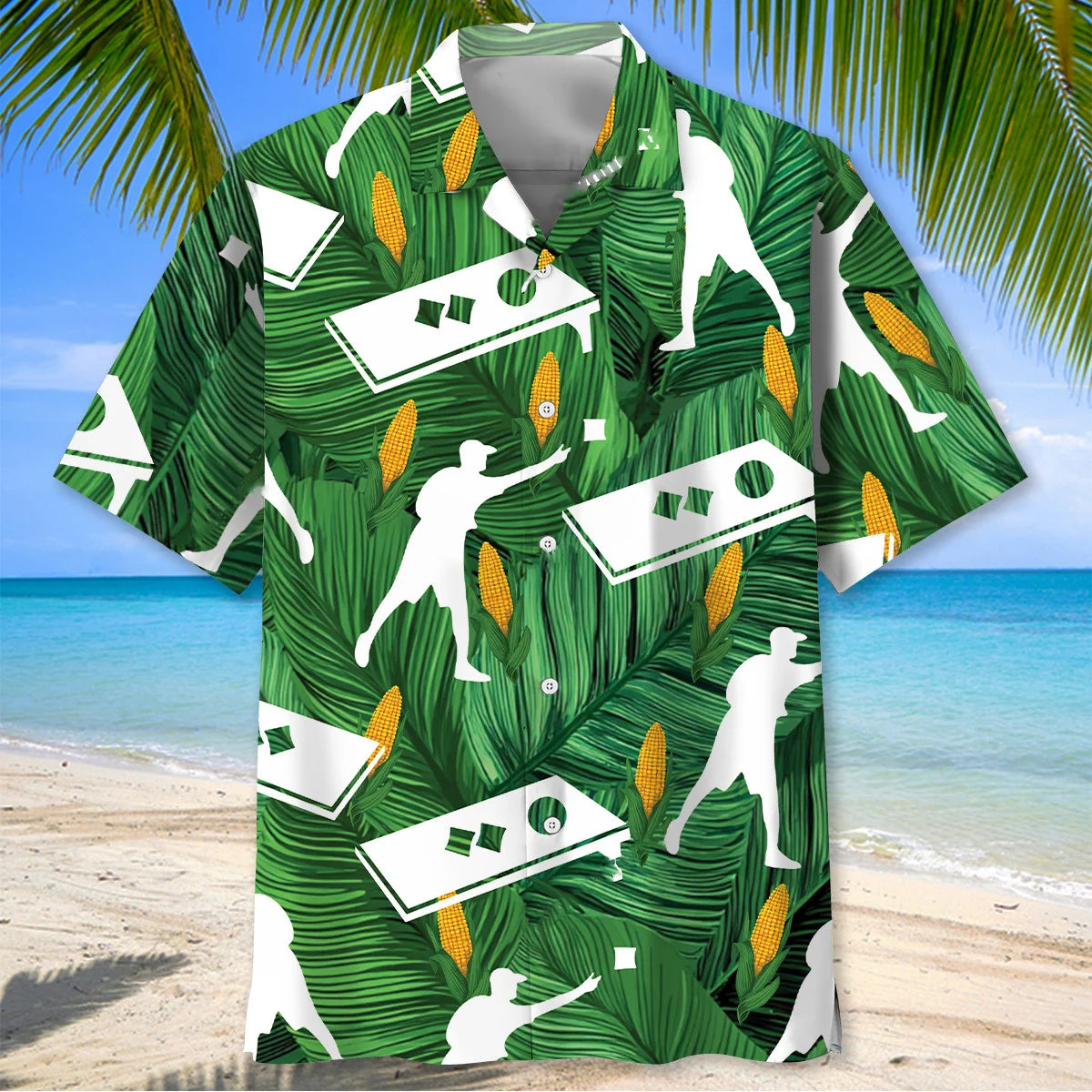 Funny Cornhole Corn Green Hawaiian Shirt