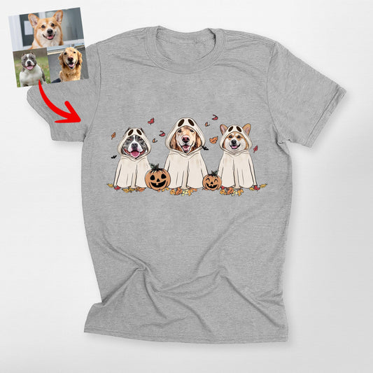 Funny Custom Ghost Dog Unisex T-Shirt, custom pet portrait gift for pet lovers
