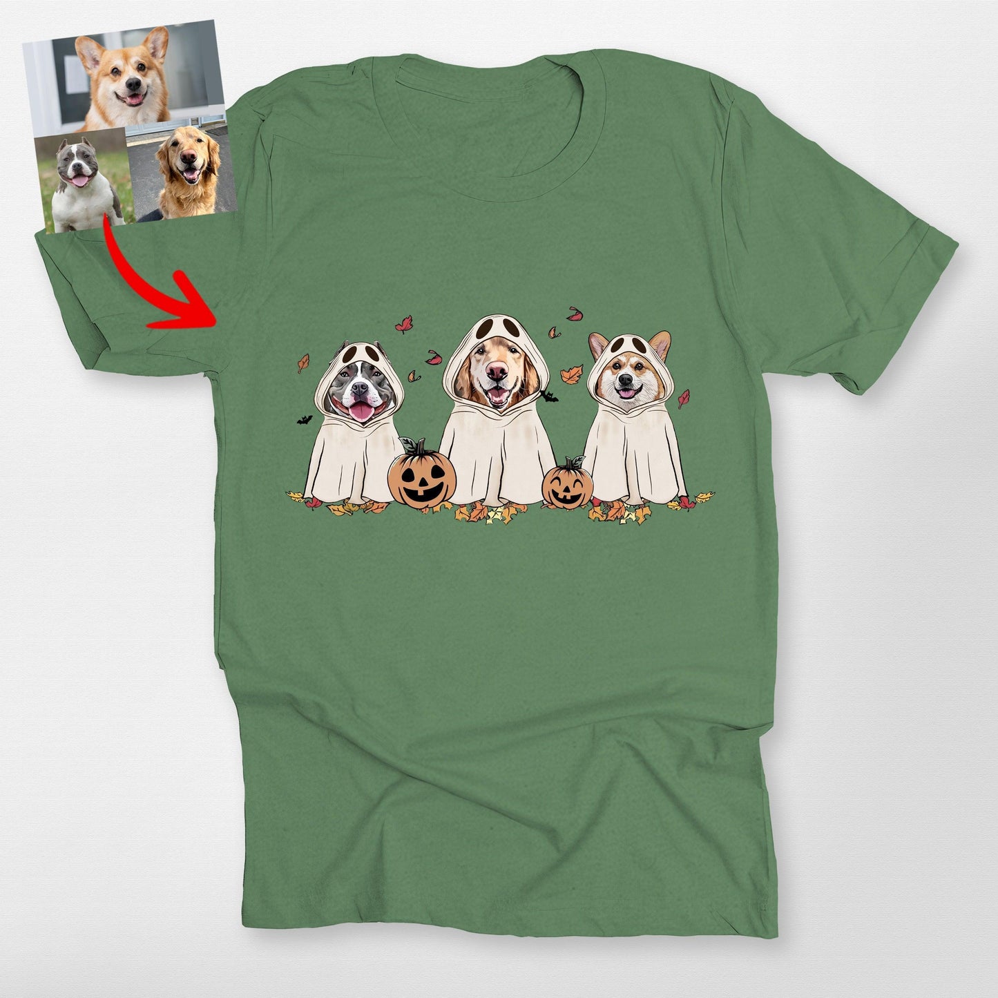 Funny Custom Ghost Dog Unisex T-Shirt, custom pet portrait gift for pet lovers (view 5)