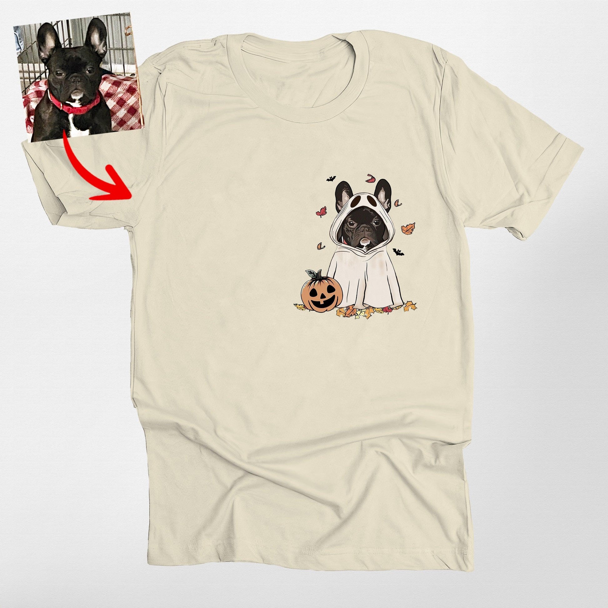 Funny Custom Ghost Dog Unisex T-Shirt, custom pet portrait gift for pet lovers (view 6)