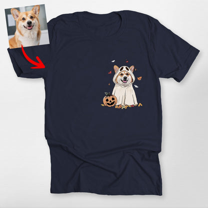 Funny Custom Ghost Dog Unisex T-Shirt, custom pet portrait gift for pet lovers (view 7)