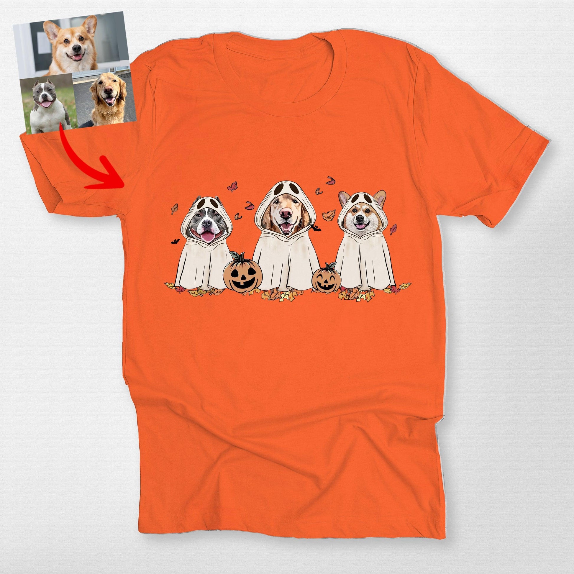 Funny Custom Ghost Dog Unisex T-Shirt, custom pet portrait gift for pet lovers (view 8)