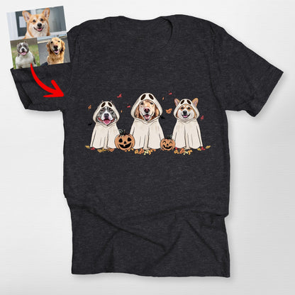 Funny Custom Ghost Dog Unisex T-Shirt, custom pet portrait gift for pet lovers (view 10)