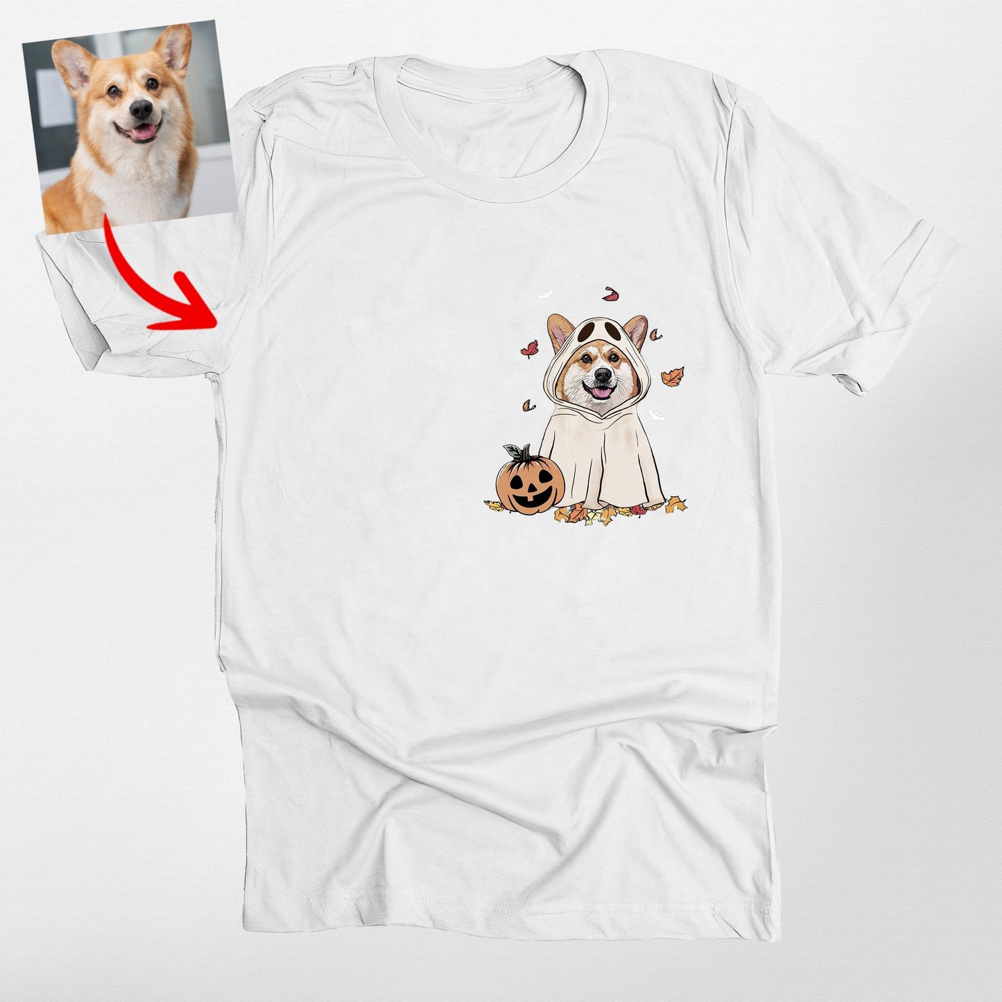 Funny Custom Ghost Dog Unisex T-Shirt, custom pet portrait gift for pet lovers (view 9)