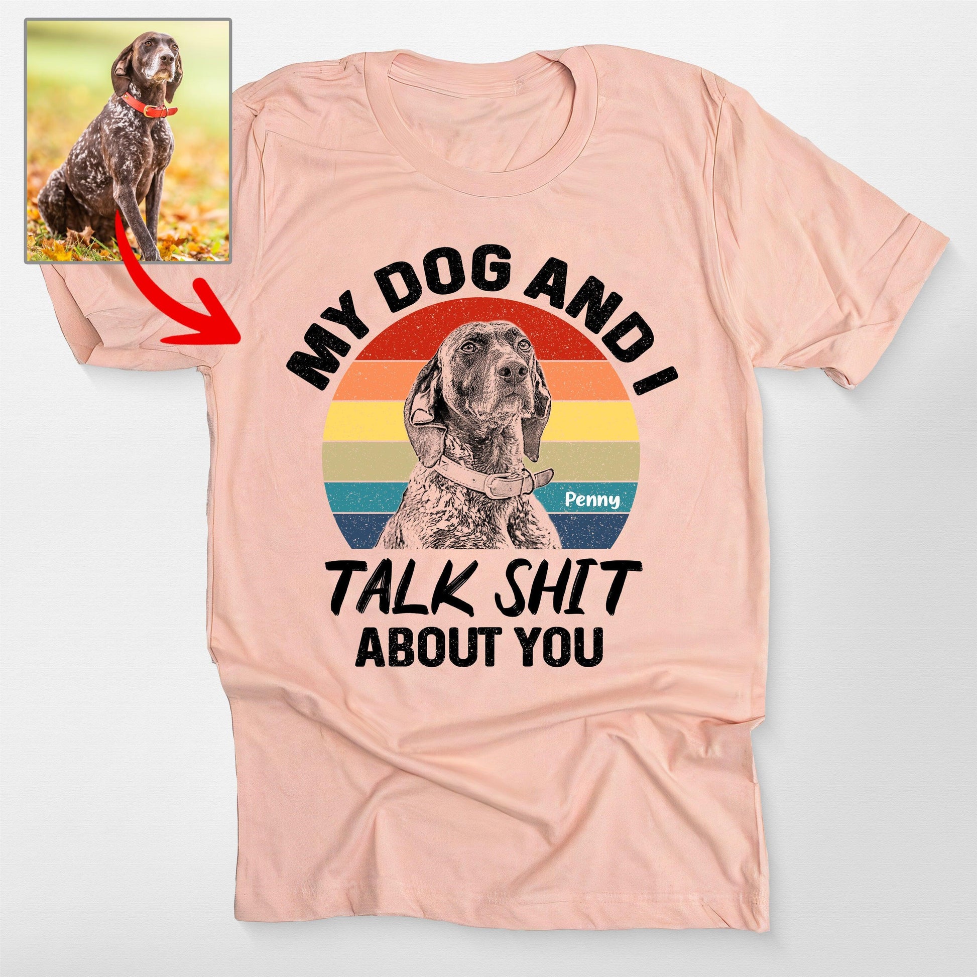 Funny Custom my Dog and I Talk Shit Unisex T-Shirt, custom pet portrait gift for pet lovers (view 3)