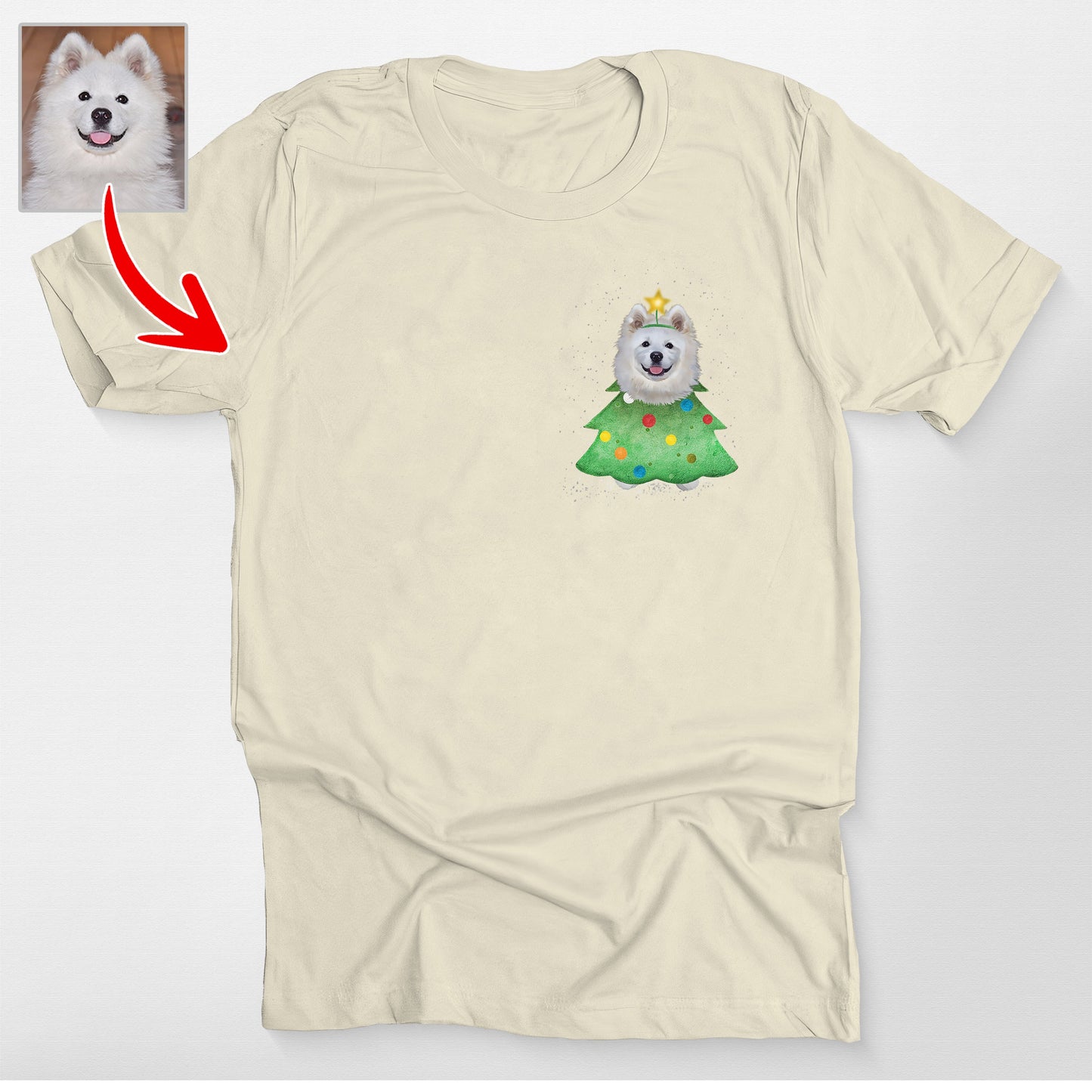 Funny Custom Pet Christmas Tree Bella Canvas T-Shirt, custom pet portrait gift for pet lovers (view 3)