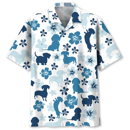 Funny Dachshund Blue Hawaiian Shirt