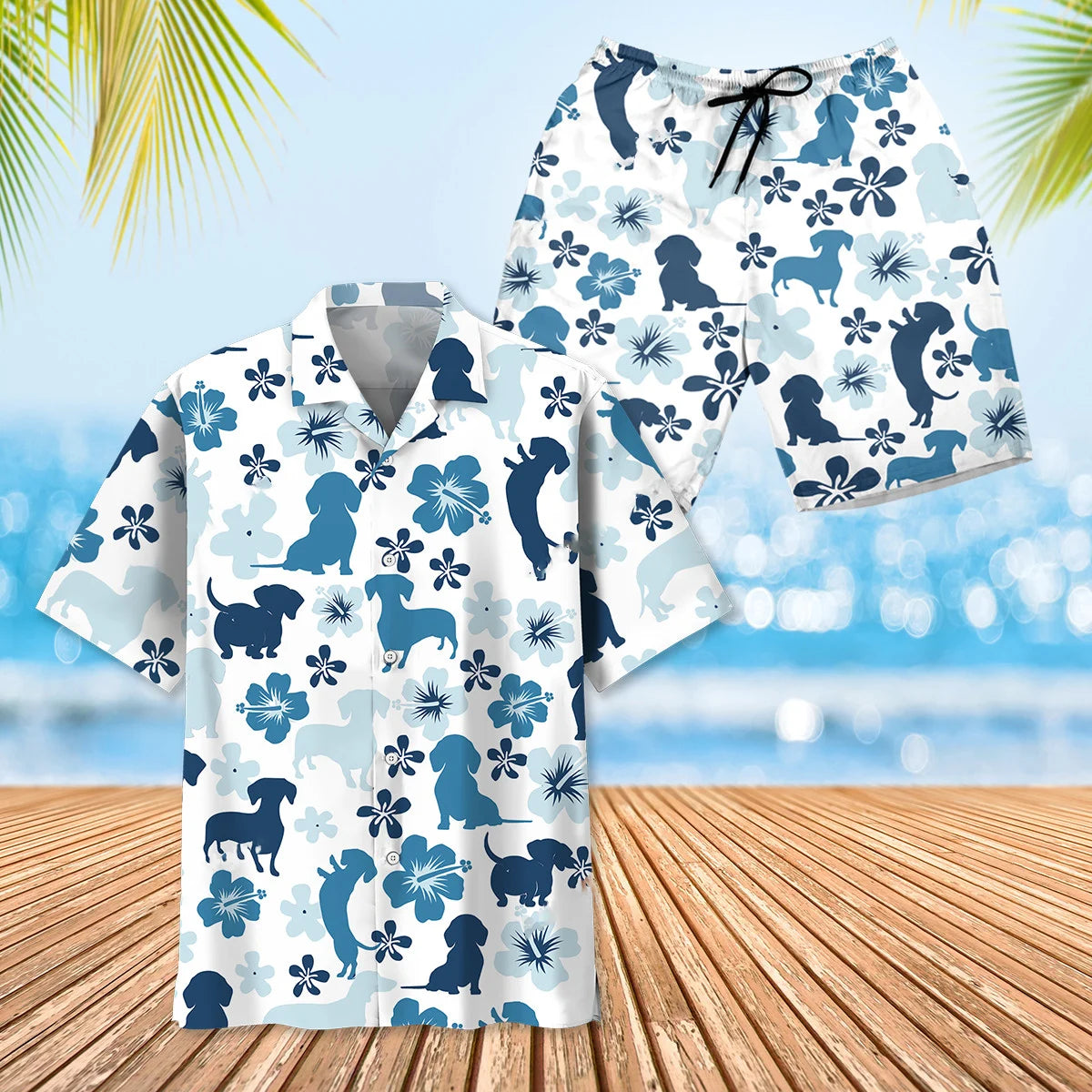 Funny Dachshund Blue Hawaiian Shirt