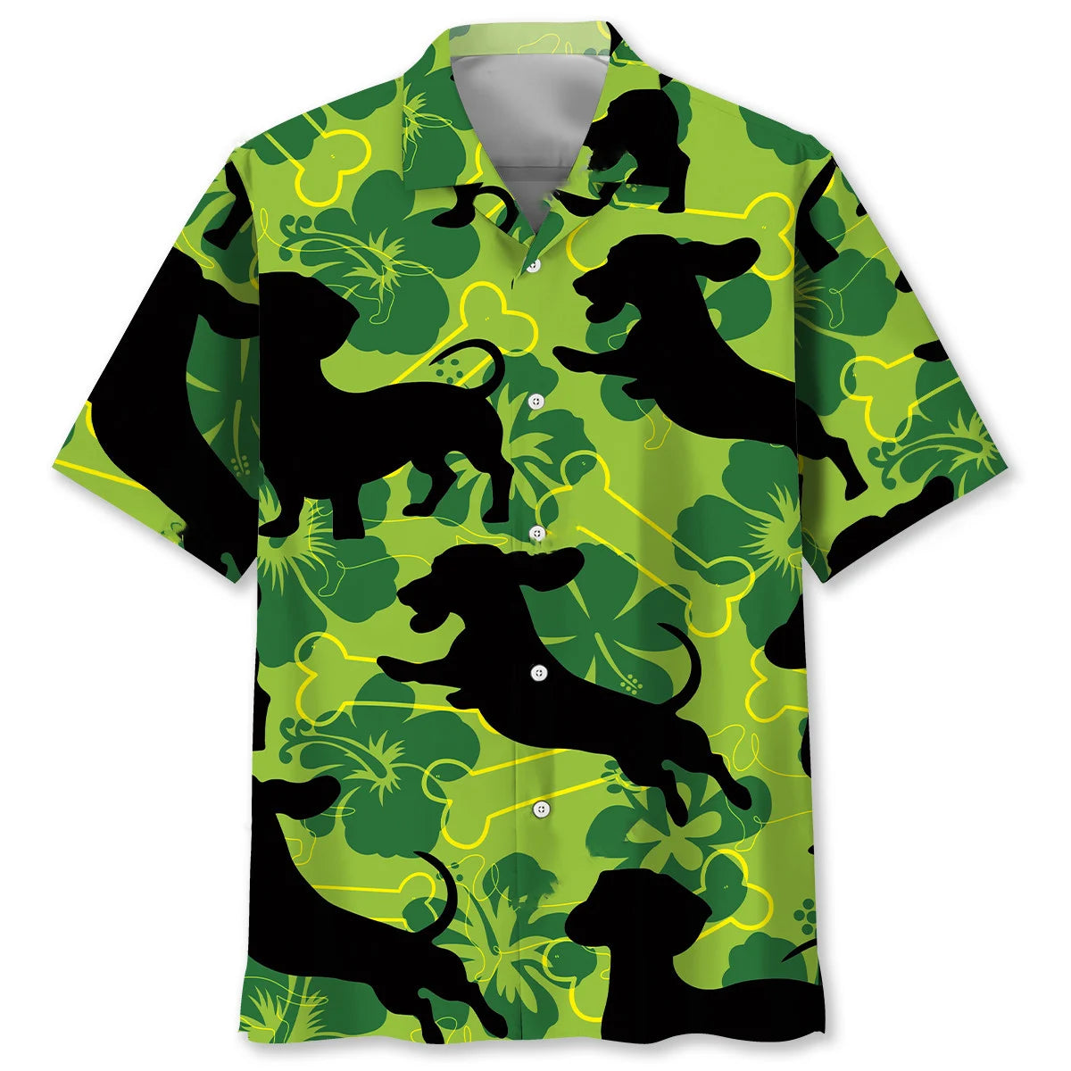 Funny Dachshund Bone Hibiscus Hawaiian Shirt