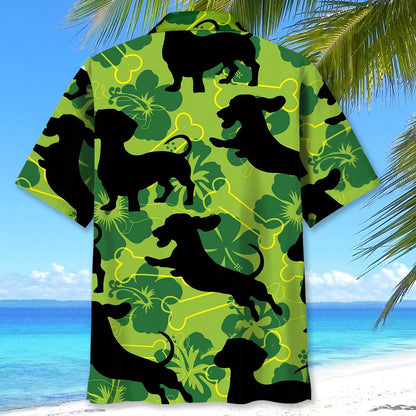 Funny Dachshund Bone Hibiscus Hawaiian Shirt
