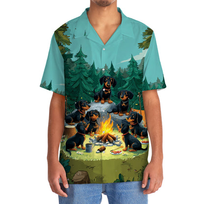 Funny Dachshund Go Camping Hawaiian Shirt - 2XL - hawaiian shirt