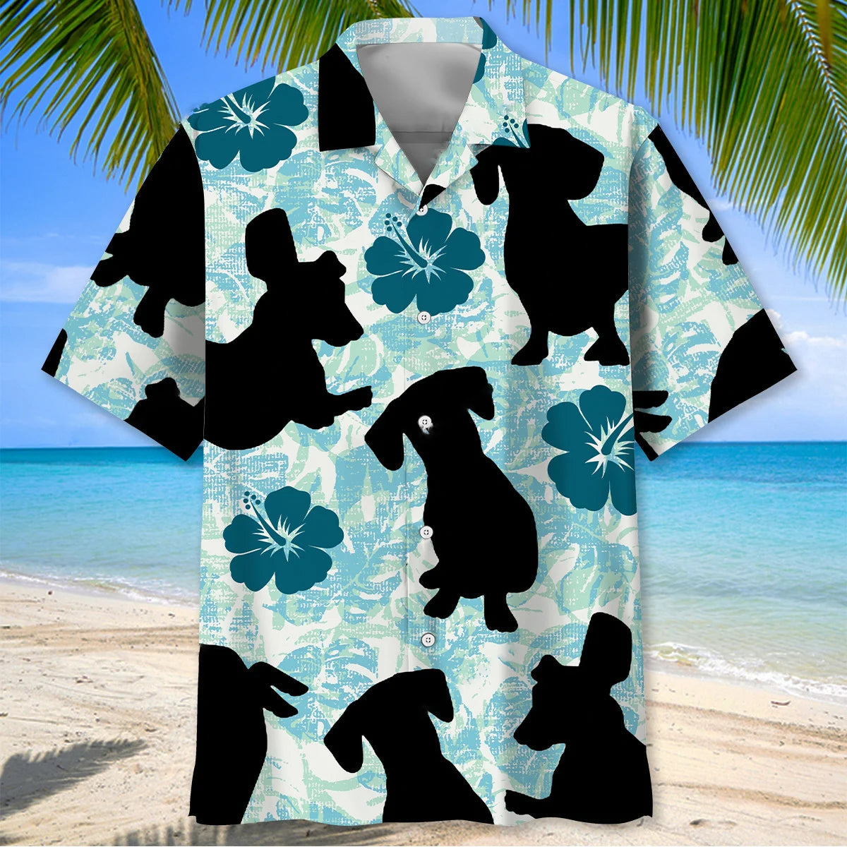 Funny Dachshund Hibiscus Hawaiian Shirt