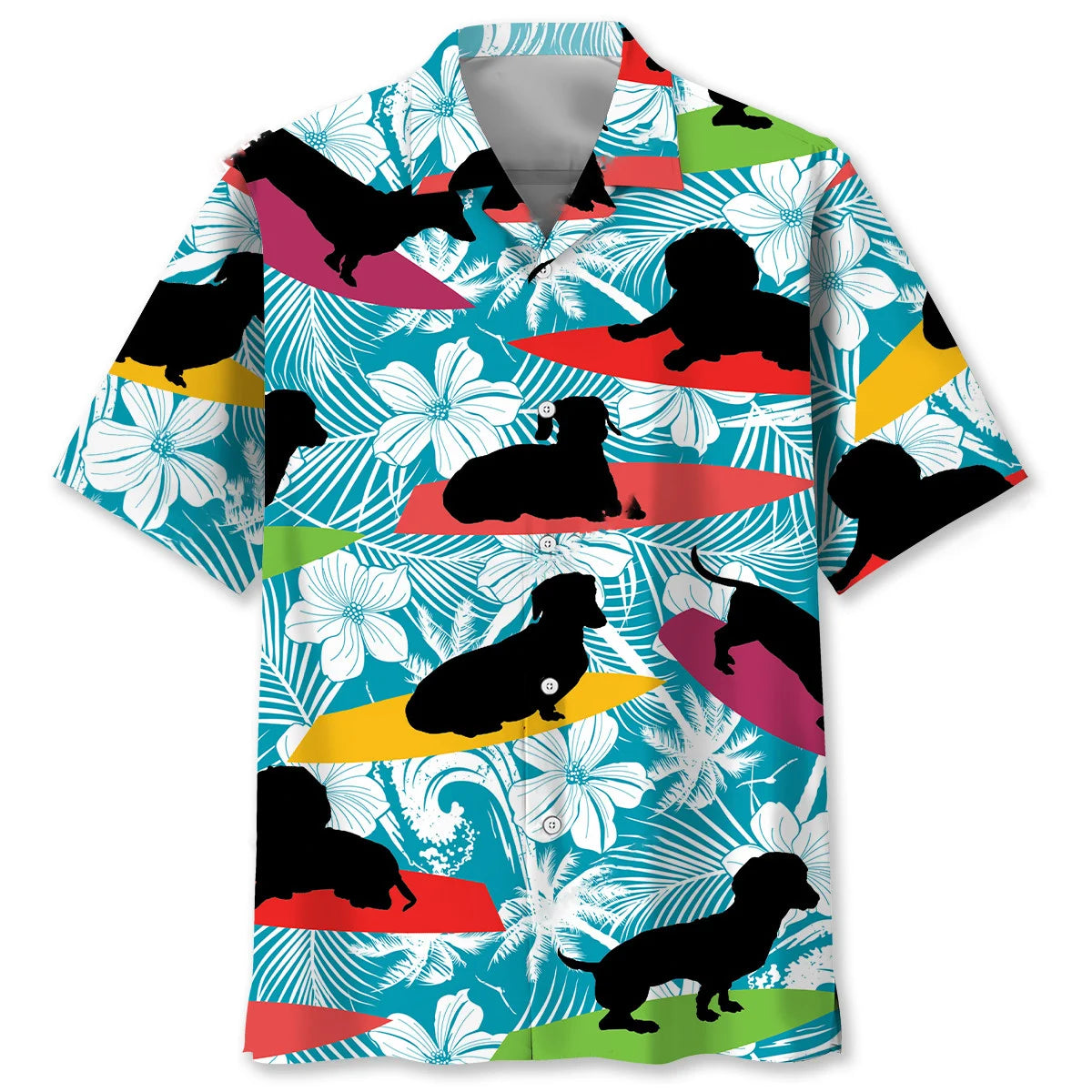 Funny Dachshund Surfing Hawaiian Shirt