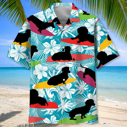 Funny Dachshund Surfing Hawaiian Shirt