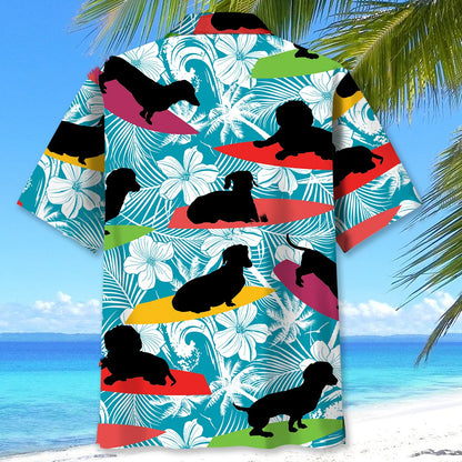 Funny Dachshund Surfing Hawaiian Shirt