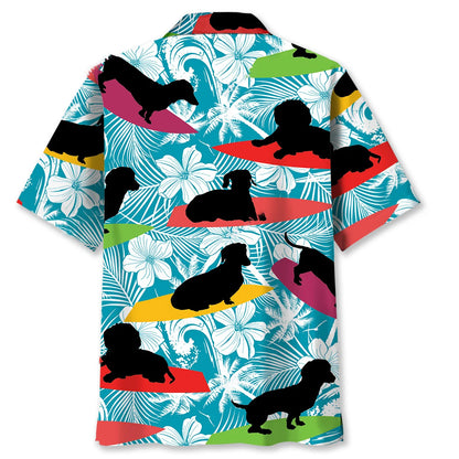 Funny Dachshund Surfing Hawaiian Shirt